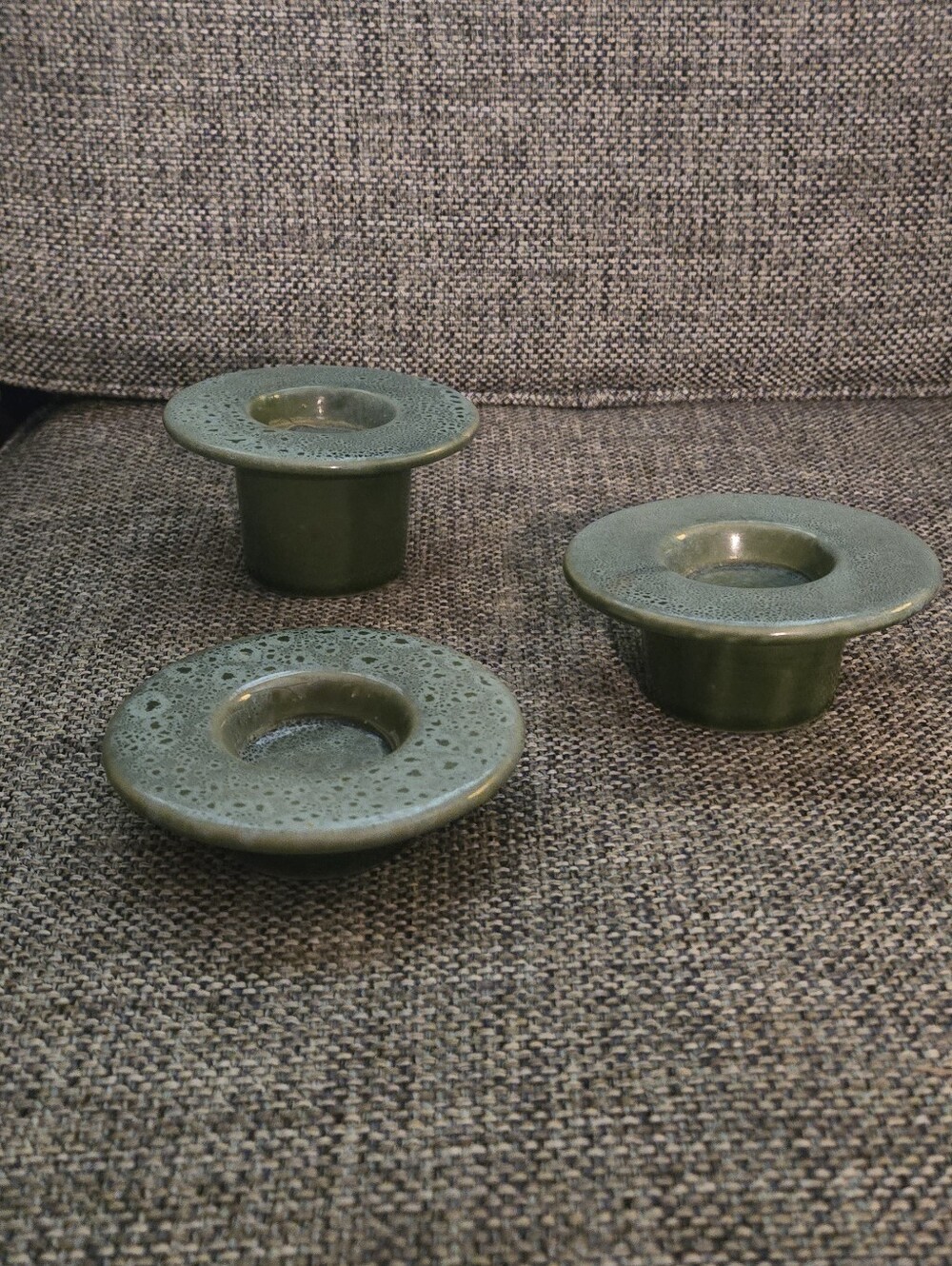 Green Ceramic Candle Holders - Set of 3